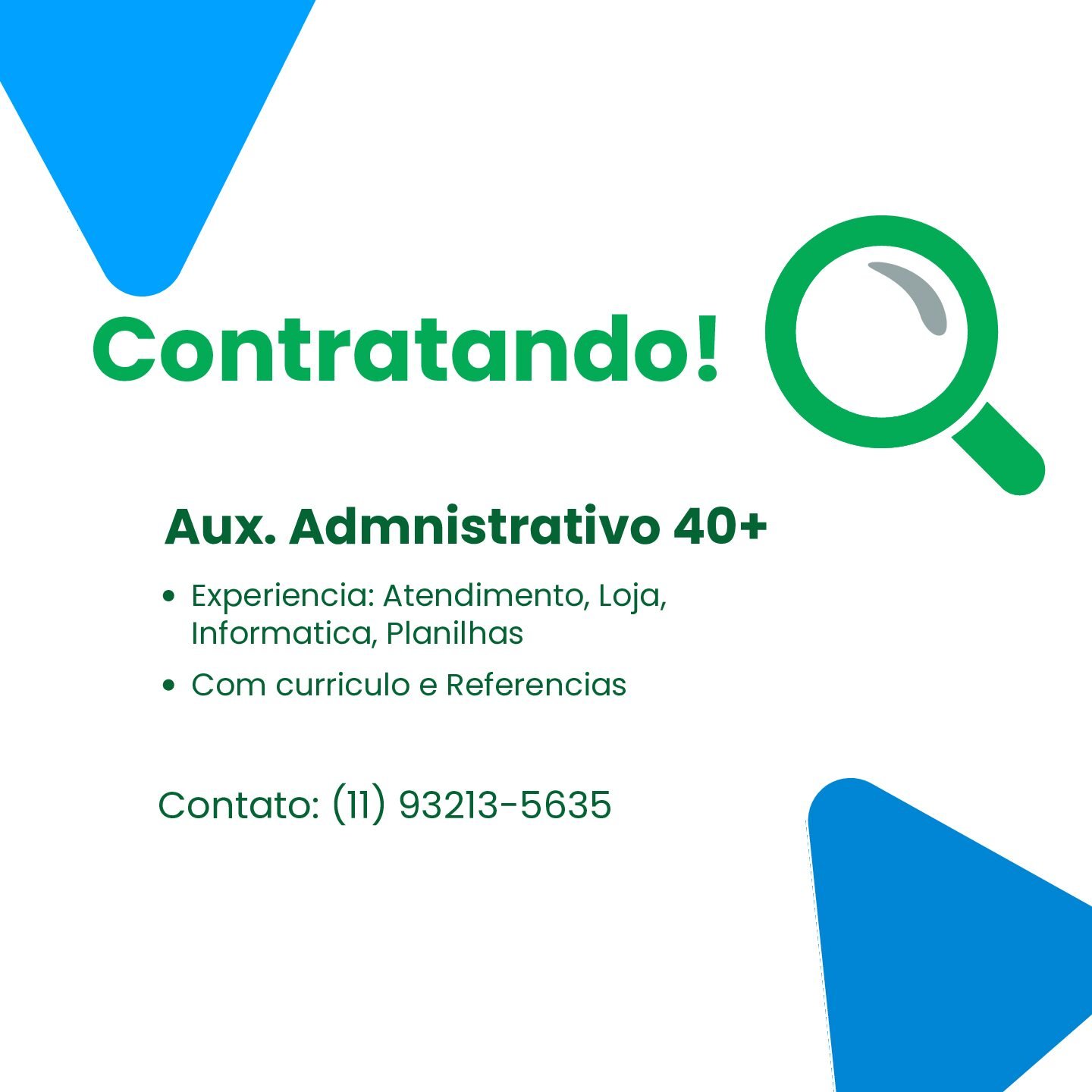 Vaga Auxiliar Administrativo 40+